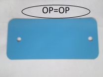 Metalen label blauw  45x75x0,15m geen gaten  1.000 stuks