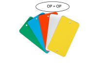 Metalen labels diverse maten en kleuren OP=OP ZIE AANBIEDINGEN PAGINA